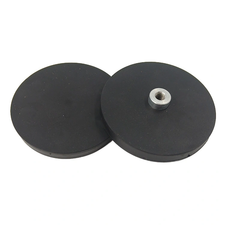 Rubber Coated Pot Neodymium Magnet with M5 Hook or Eyebolt