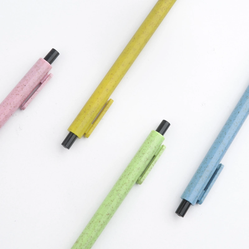 1.0mm Office Supplies Promotional Eco Friendly Recycled Wheat Straw Ball Pens