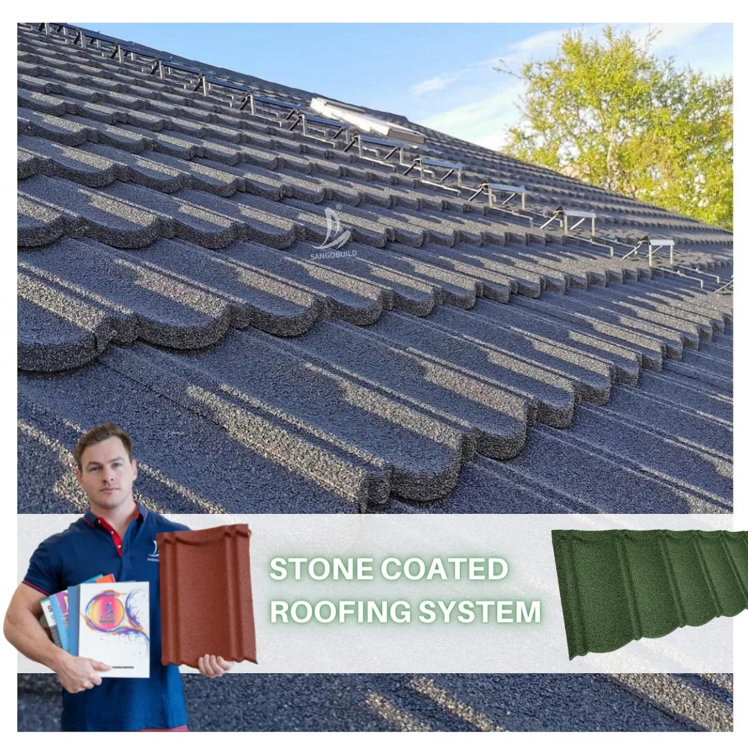 Sangobuild 1340*420mm Green Arctic Blue Stone Coated Steel Roofing Tile