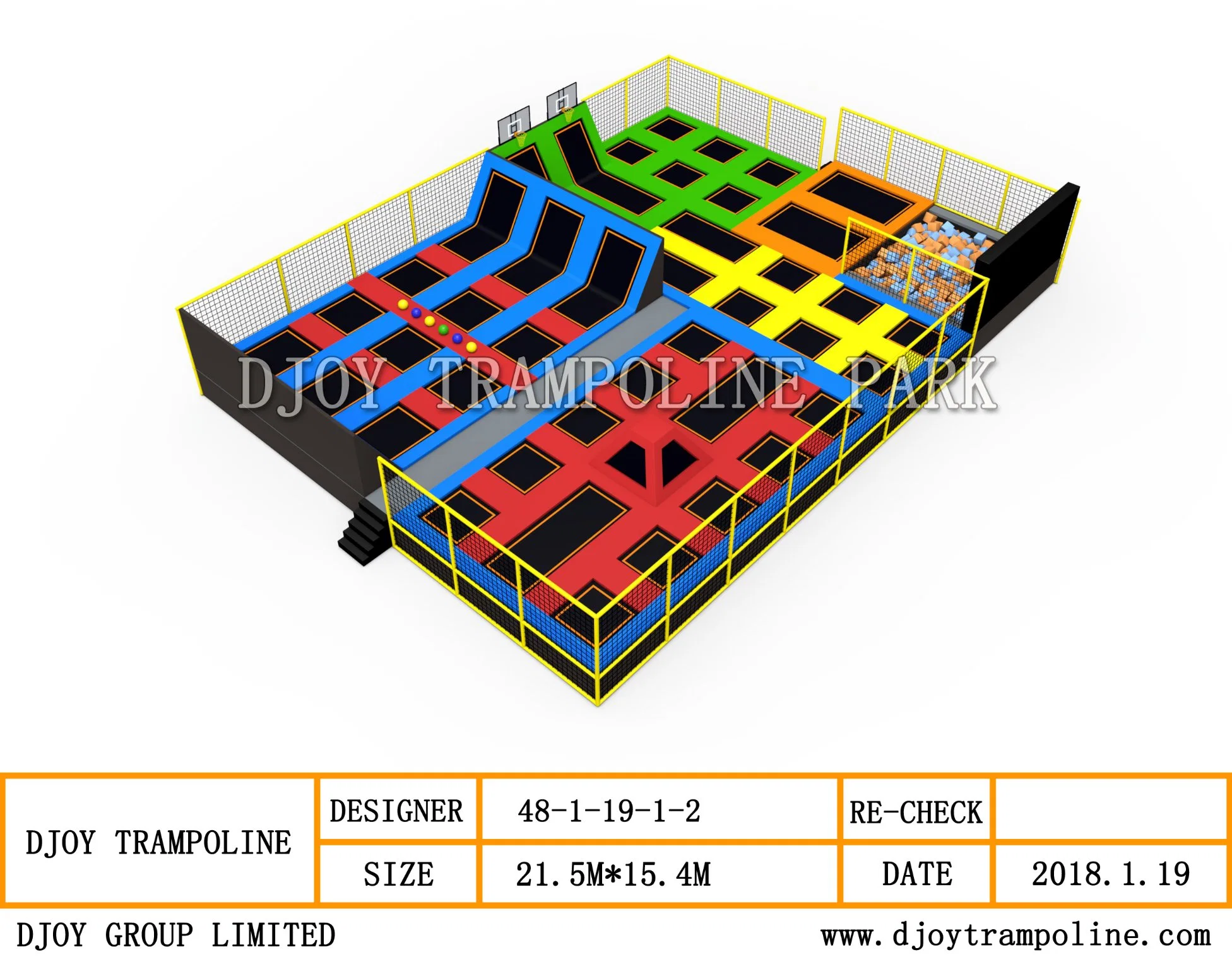 CE Factory Children Kids Cheap Indoor Play Trampoline Park with Dodge Ball