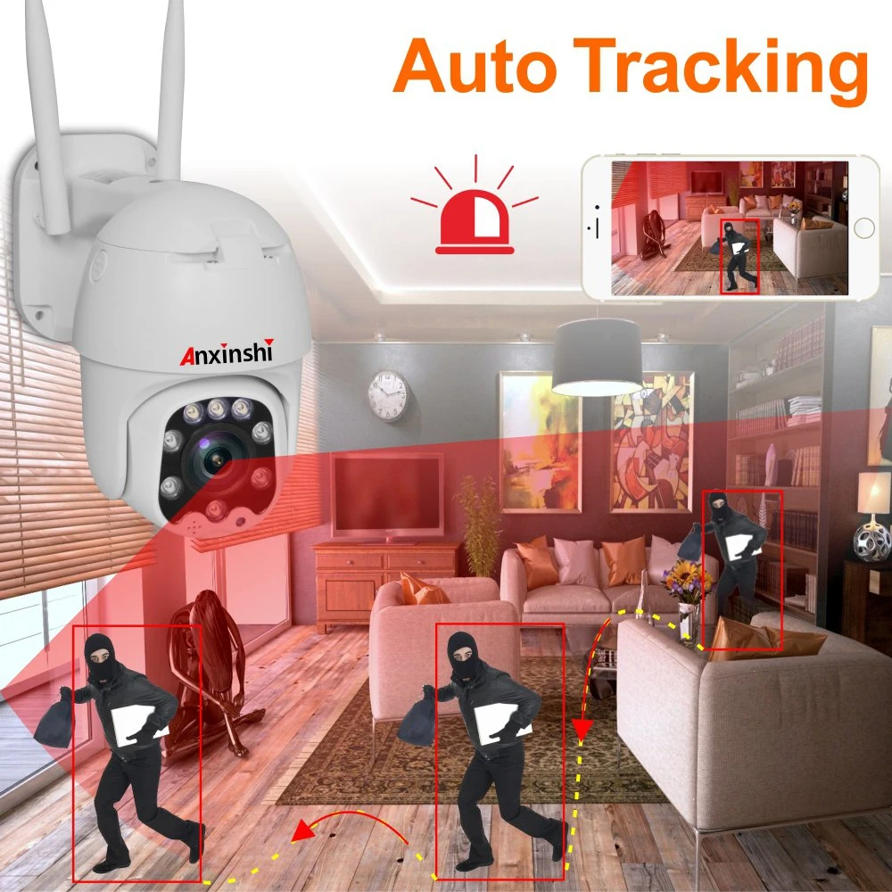 Dos formas de la voz de alarma de detección de movimiento de 2,0 MP EXTERIOR CCTV domo PTZ de Alta Velocidad de la cámara WiFi