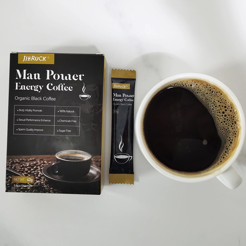 Jieruck Man Power Energy Coffee Herbal Black Maca Root Extracts Dietary Supplement for Vitality Boost