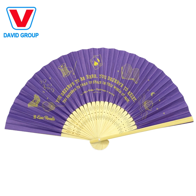 Châssis de bambou promotionnel chinois ventilateur de la main de papier