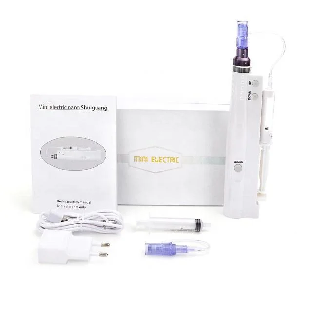 2022 Mini Electric Automated Dermapen 2 in 1 Hydra Injector Derma Stift mit Nano Mesotherapie Micro Nadel für Hyaron Rejuran