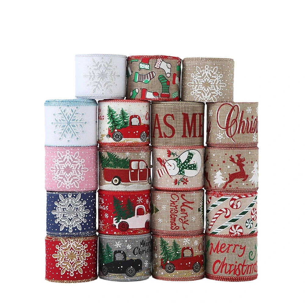 Colorful Printing Christmas Holiday Birthday Day Gift Packing Decoration Ribbons