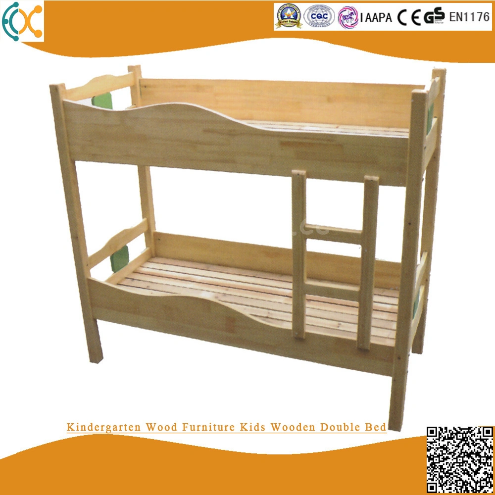 Preschool Wood Furniture Children Wooden Double Bed