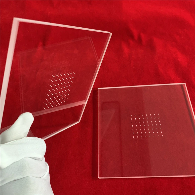 High Corrosion Resistance Polishing Customize Clear Fused Silica Wafer Transparent Quartz Window with Laser Drilling Hole