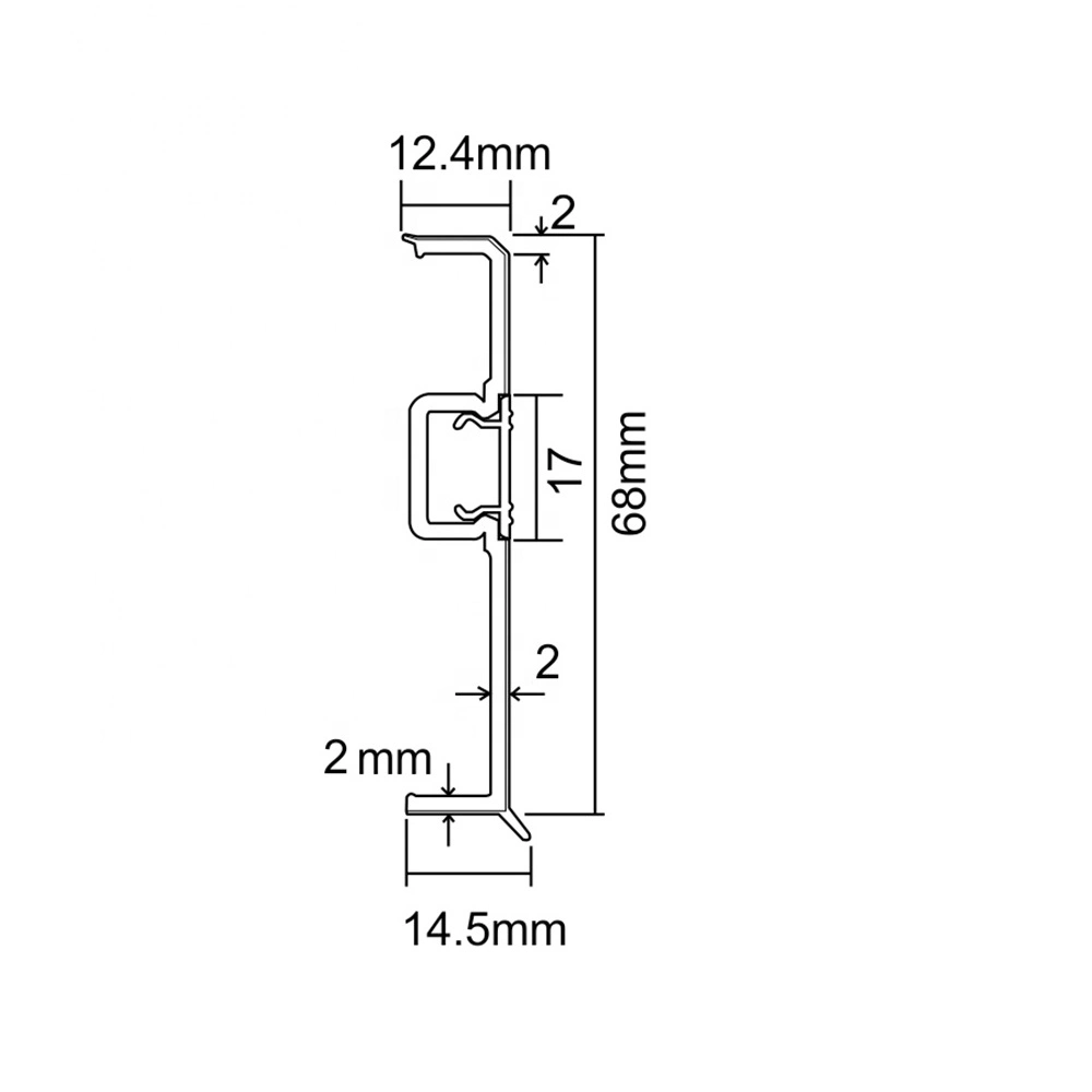 P68-B, Plastic Skirting Board PVC Plinth Flooring Accessory for Hotel Decoration