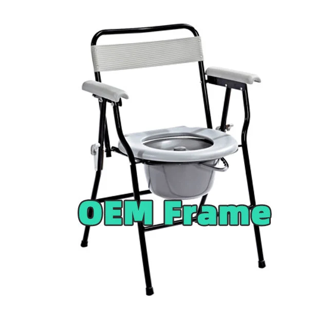 Aluminum Folding Commode Shower Chair with Bedpan Home Care or Health Care Toilet Wheelchair Commode