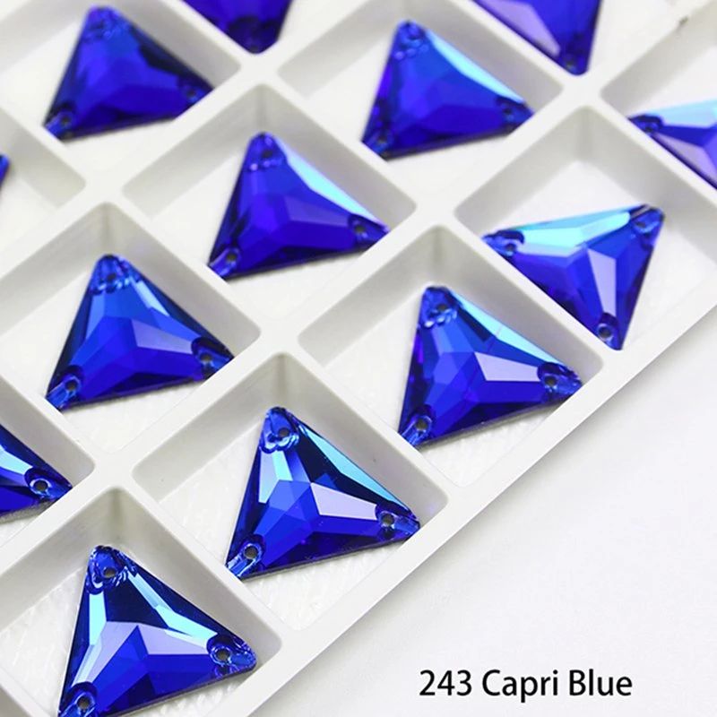 Sewing Rhinestone Clear Ab Gems Glass Crystal Triangles Flatback Sew on Diamond for DIY Garment Bags Shoes