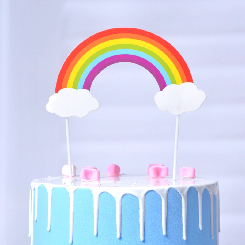 Colorful Rainbow Cake Insert for Birthday Cake Theme Decoration