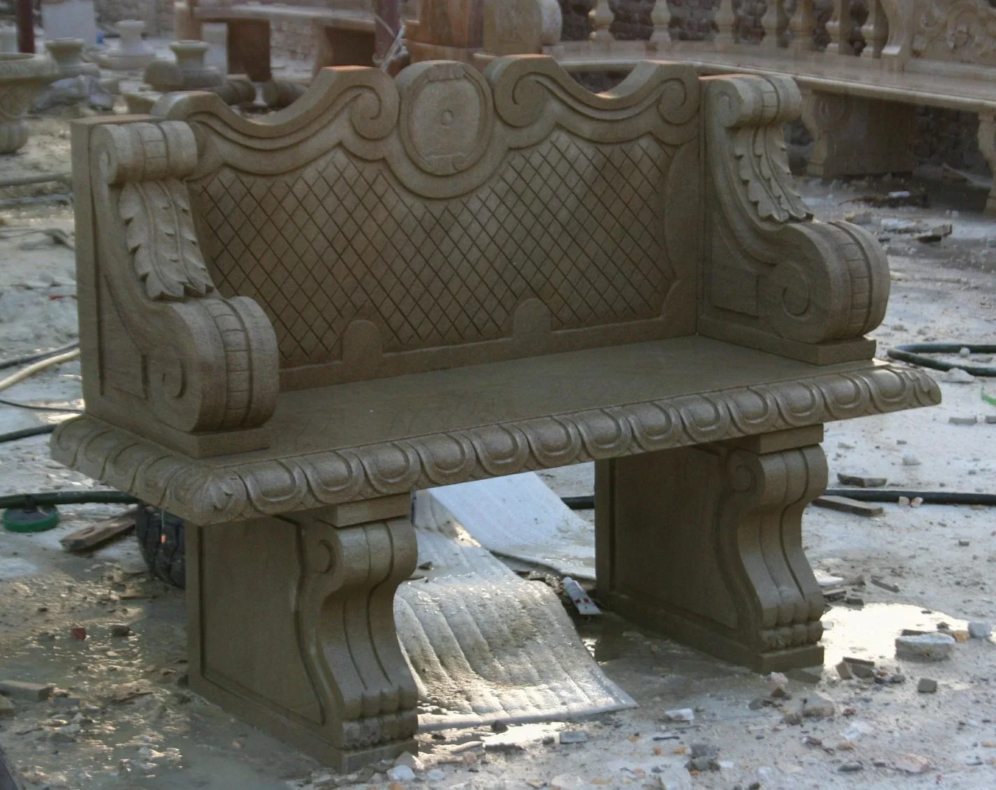 Antique Stone Marble Garden Bench for Park Decoration (SYMB-018)