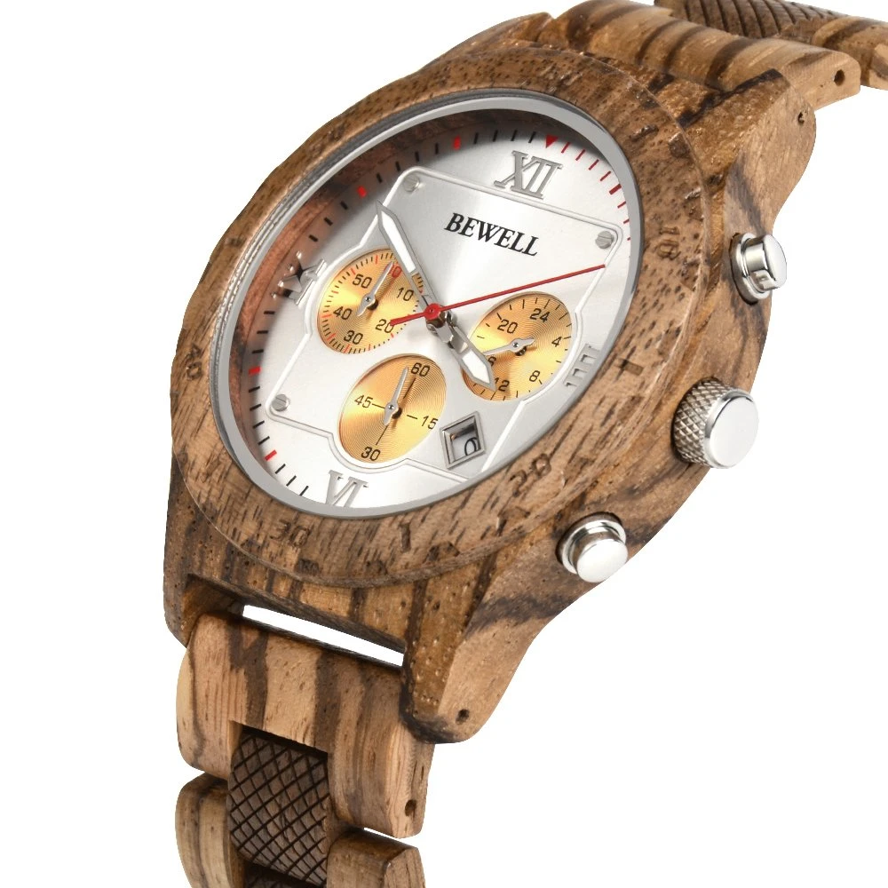 2023 Customized Design Logo Fashion 3ATM Water Resistant Popular Natural Wood High quality/High cost performance  Wood Quartz Watch Unique Men Watches