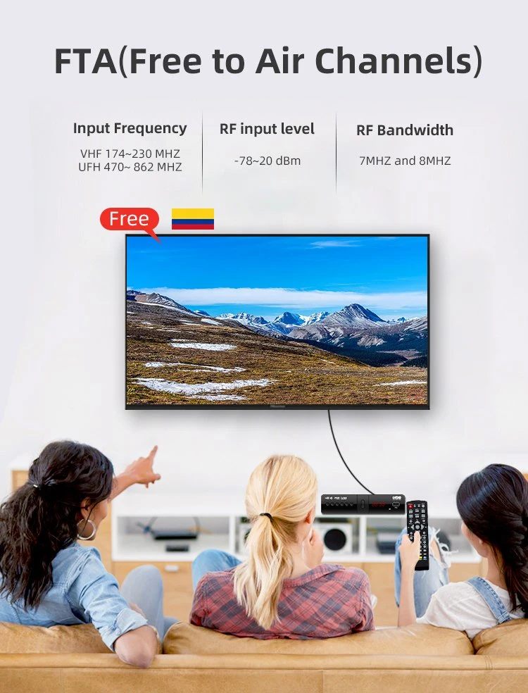 Venda a quente Set top box DVB T2 receptor terrestre DVB-T2 Tdt para mercado Colômbia MPEG-2/-4