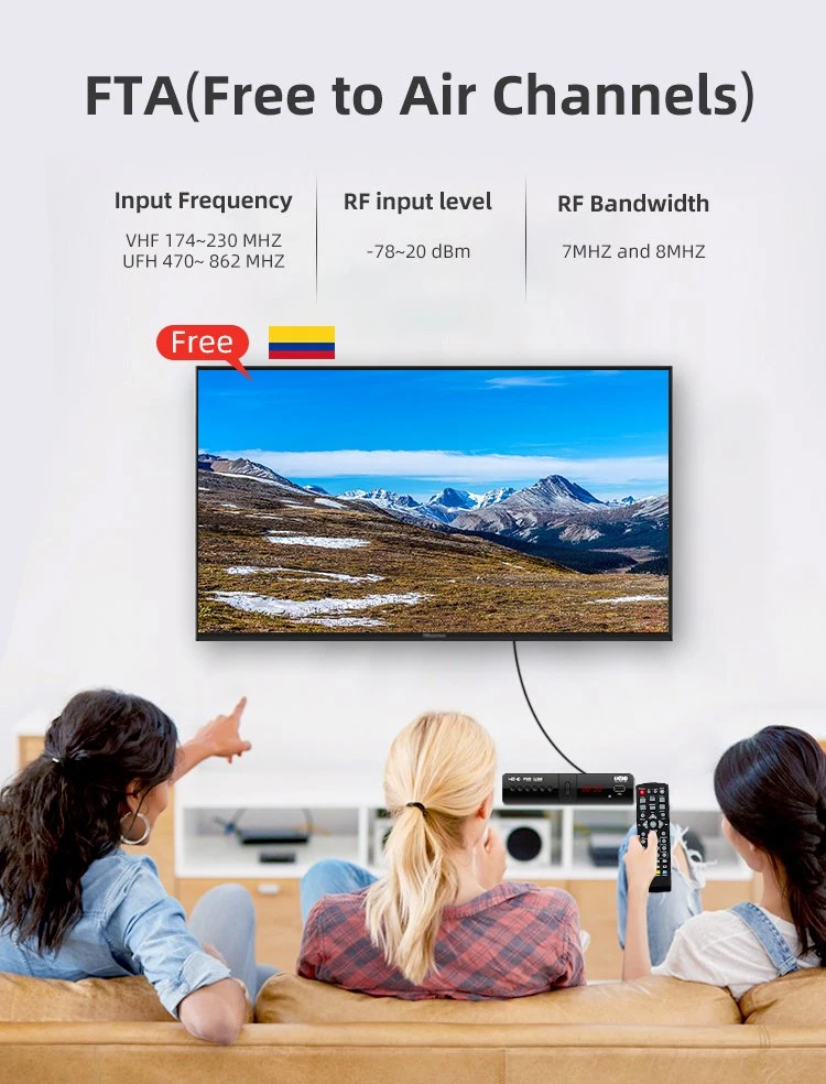 Venta caliente sintonizador DVB T2, receptor de TDT DVB-T2 La Tdt en Colombia mercado MPEG-2/-4