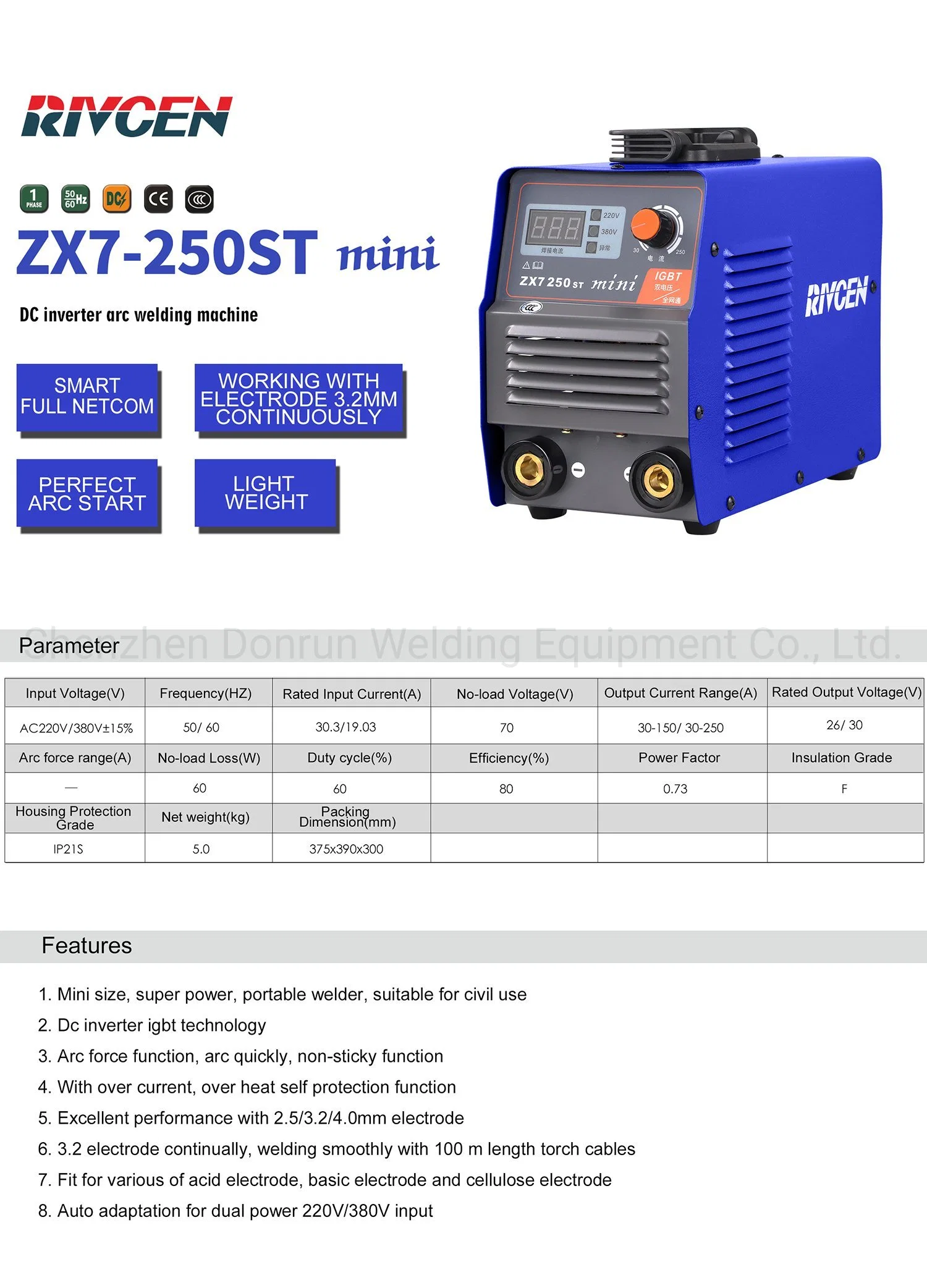 Light Weight Dual Voltage Input Mini Size Arc Welding Machine