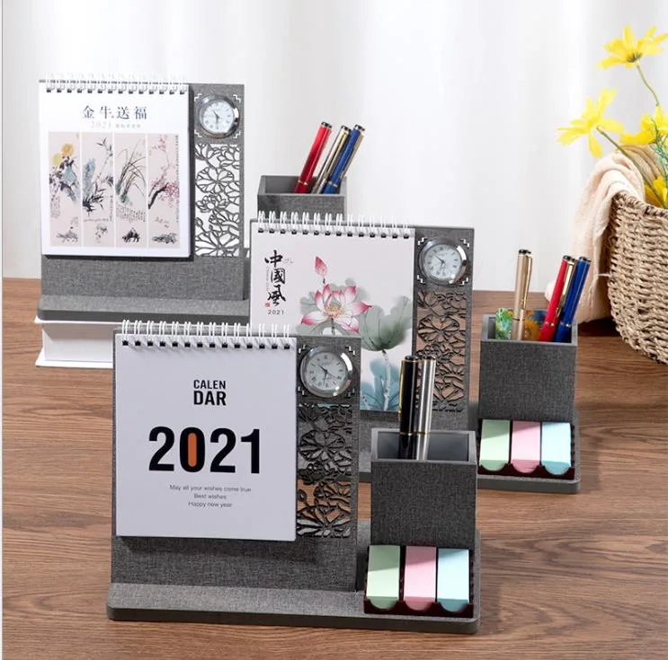 Mayorista de ventas personalizadas caliente multifuncional titular de la pluma de Calendario Calendario de la Oficina de la almohadilla