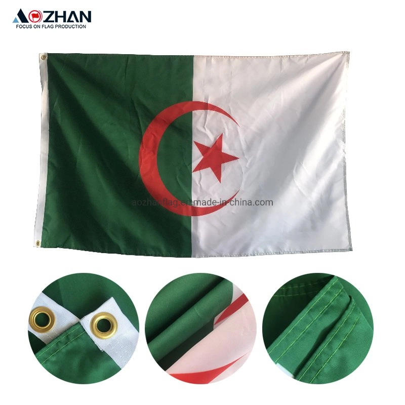 All Country Flags Algeria Flag 3*5FT 150*90 Cm Polyester Banner-Vivid Color and UV Fade Resisitant-Algerian National Flag