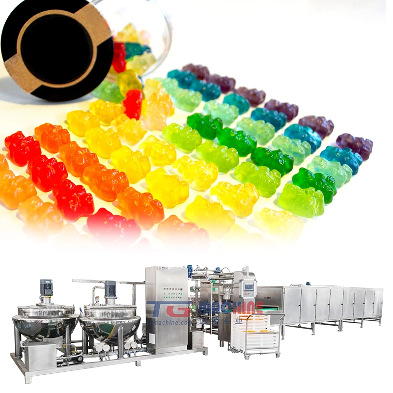 آلات هلام جمي حلوى حبوب صنع الآلات Deposing Production Line داخل مملوءة آلة حلوى جومي