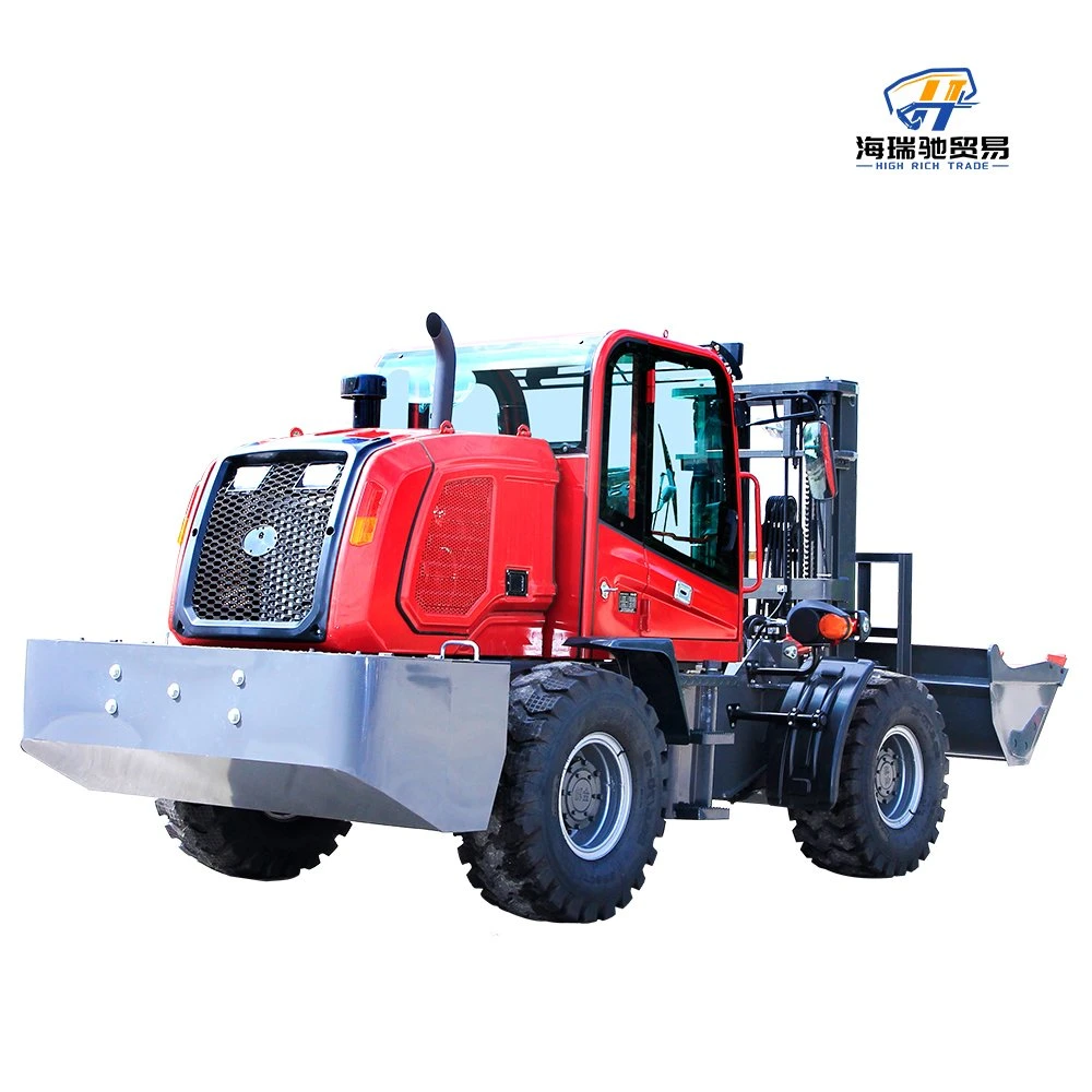 New Chinese 3.5ton Industrial 4*4 Wheel Small Diesel Forklift with Bucket