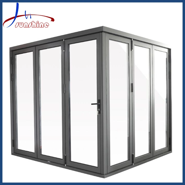 Black Color Patio Door Triple Rail Aluminum Double Glass Sliding Door with Mosquito Net