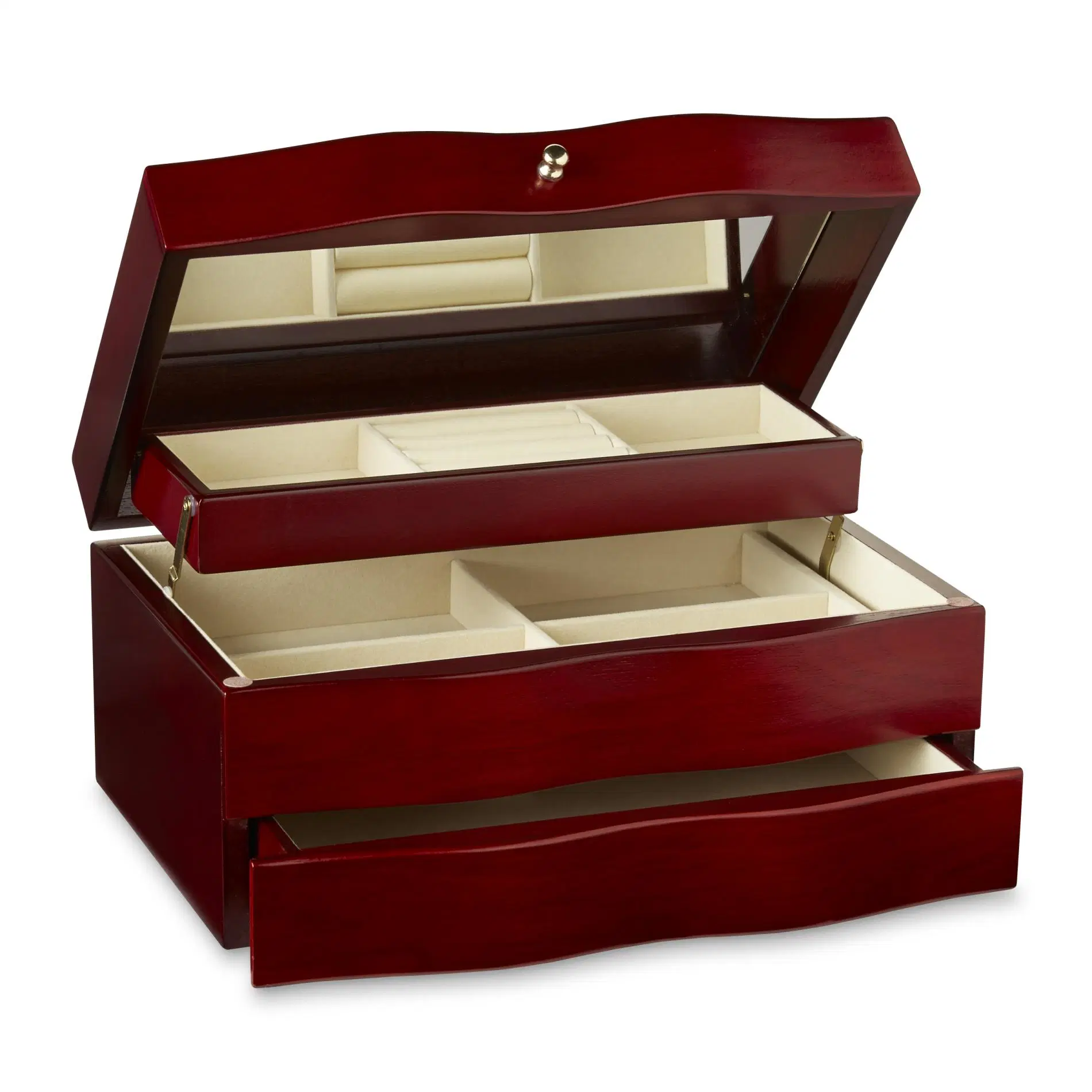 Hot Sale Luxury Premium Wooden Jewelry Organizer Box Functional Jewelry Display Box with Lock