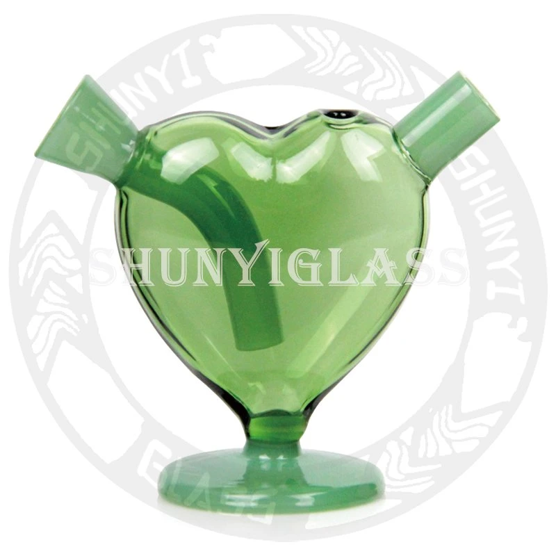 Factory Hot Selling 3D Cute Heart Design Glass Water Pipe Glass Hookah Smoking Pipe