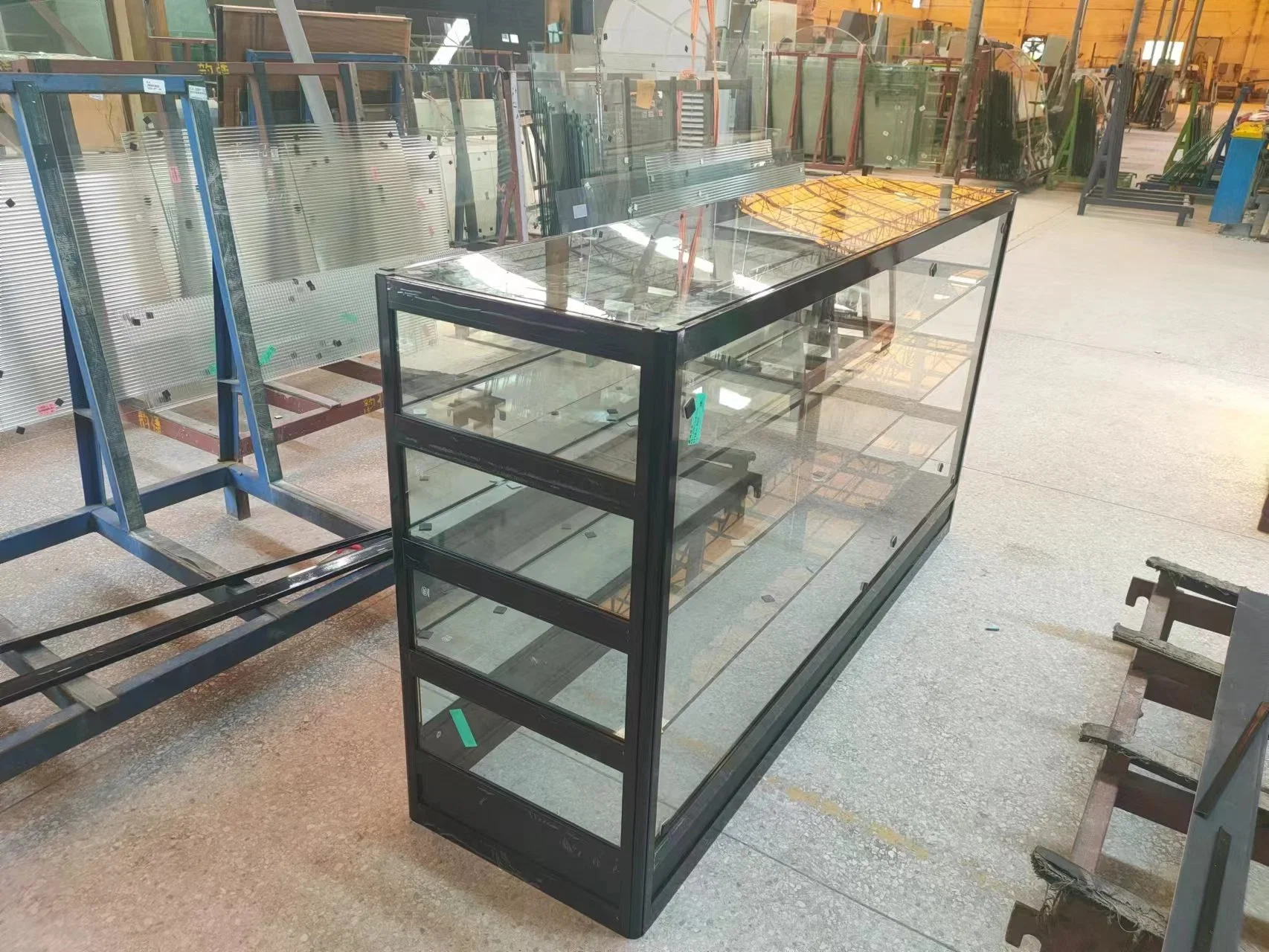 Ladder Glass Collapsilbe Foldable Drug Show Display Case Cabinets Aluminum Metal Multi-Level Multi-Shelf Showcase