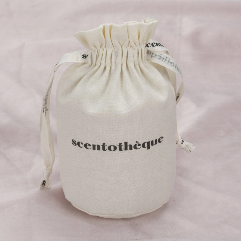 Petite housse en coton blanc Base ronde Sac en coton avec logo