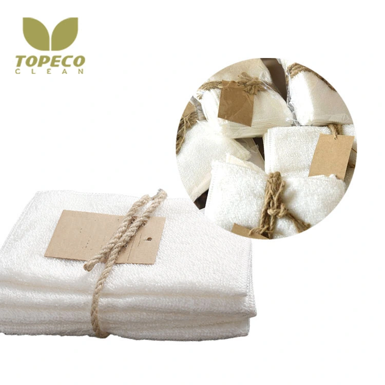 Topeco Dish Cleaning Bamboo Fiber Cloth Towel Non-Stick Oil White Wash Cloth