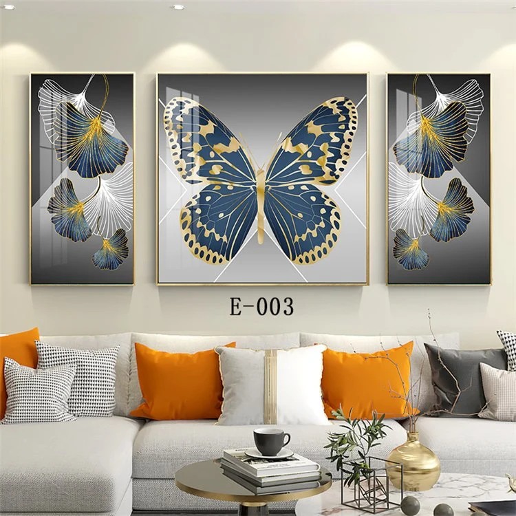 Living Room Decorative Painting Modern Hanging Painting Sofa Background Wall Elk Bedroom Nordic Crystal Porcelain Triptych Light Luxury Painting Background Pain