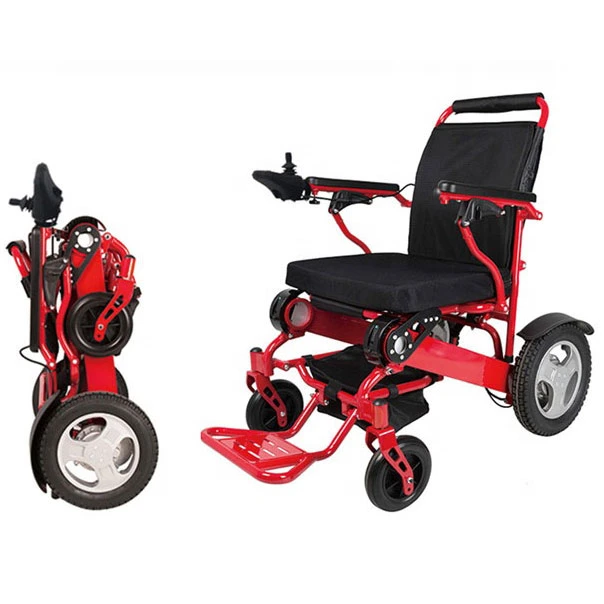 Economic Steel Electric Wheelchair with Foldable Backrest and Detachable Footrest