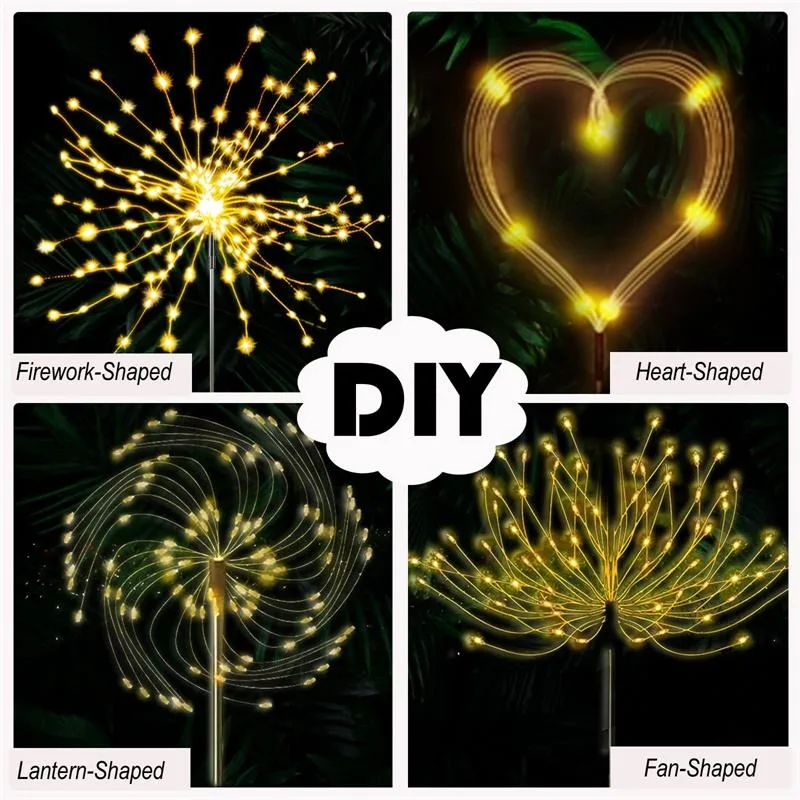 Solar String Firework Light Outdoor Waterproof Garden Lamp