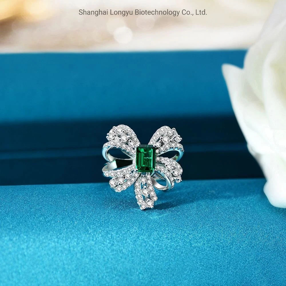 Bow Ring Female 925 Sterling Silver Finger Ring Artificially Inlaid with Artificial Diamonds to Cultivate Emerald Classic Female Jewellery