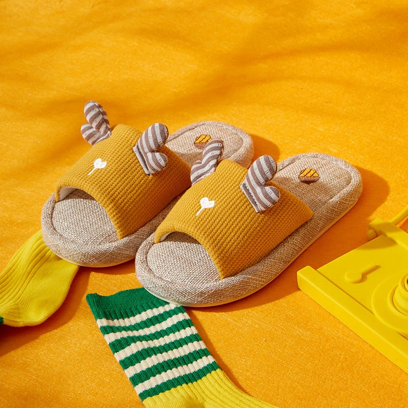 Cute Moose Antlers Children's Home Comfort Linen Slippers