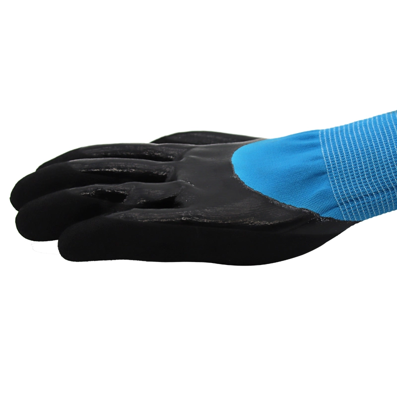 High quality/High cost performance  Water Proof 13G Nylon Knitted Liner Double Coated Nitrile Sandy Hand Protective Working Gloves