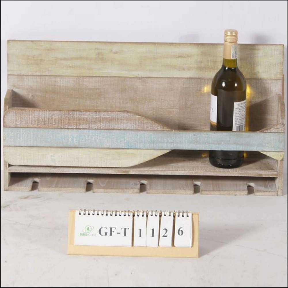 Free Standing Bamboo Wine Glass Bottle Holder