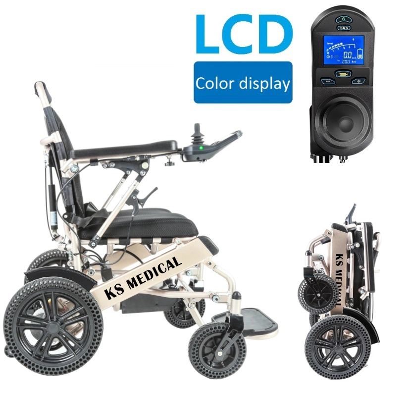 Ksm-601L LCD Joystick Buy Folding Electric Disabled Wholesale/Supplier Wheelchair Electric Solid Wheels for Disabled People