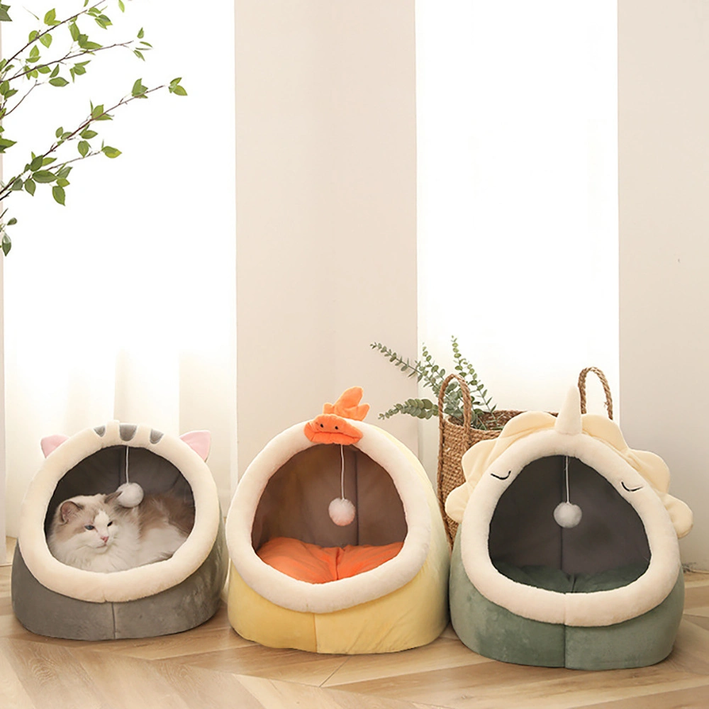 Semi-Enclosed Comfortable Luxury Cartoon Style Cotton House Pet Cat Bed Warm House