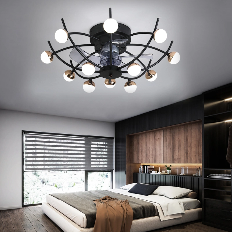 Intelligent LED Ceiling Fan Lamp Remote Contro Lighting Chandelier