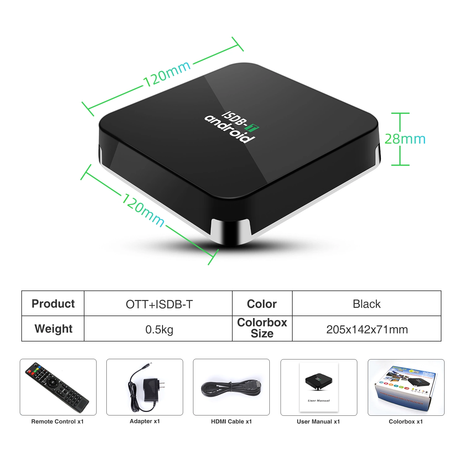 Combo Android TV Box ISDB-T Digital Converter S905D Hybrid HD Ott Set Top Box Version Japan Brasilien