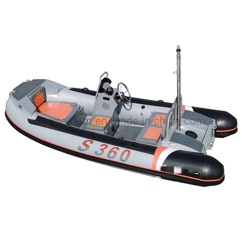 China 11.8FT 3.6m Offshore Rescue Boat Fishery Angling Boat EVA Floor Fast Speed Training Boat Multi-Purpose Inflatable Boat with CE