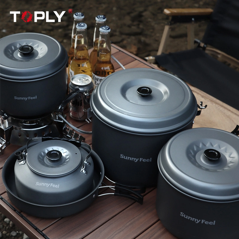 5 Piece Set Cookware Outdoor Camping Pot Portable Frying Pan Camping Cooker for Outdoor Activity