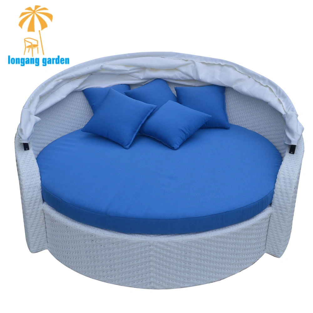 Modern Outdoor Garden Hotel Home Patio Resort Furniture Cabana Roundness Folding Canopy Sunbed Daybed
