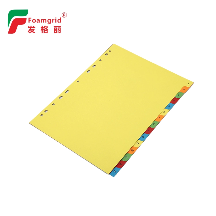Customizable Eco-Friendly A4 Size Colourful Tab Cards Binder Different Index Page 11 Holes Paper File Divider
