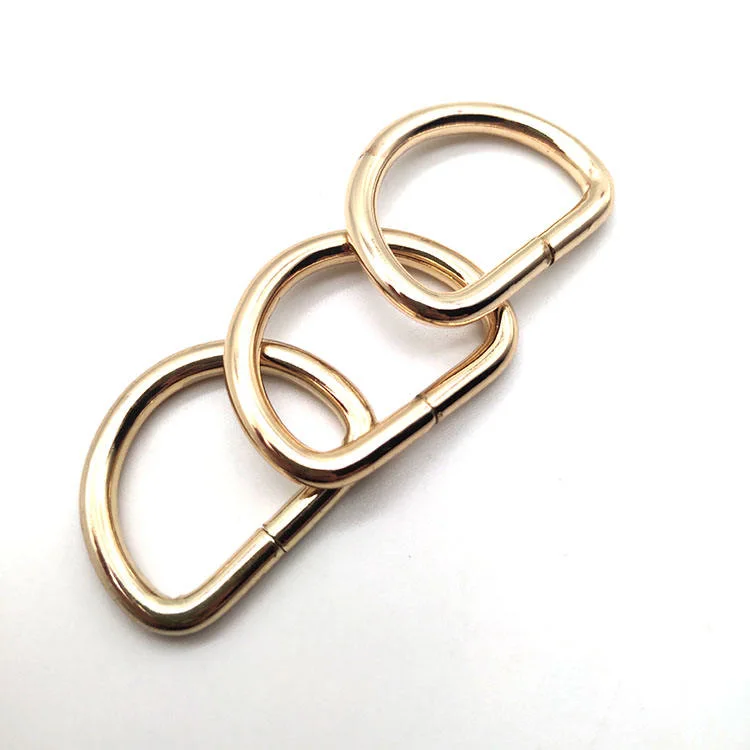 Metal D Ring Gold Color Plating for Bag Strap Belt Buckle Openable D Ring for Handbag