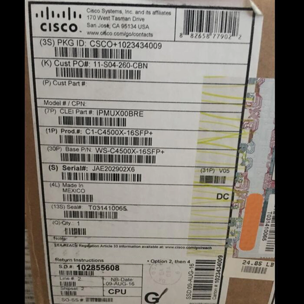 Cisco Ws-C4500X-16SFP+ Catalyst 4500-X 16 Port 10g IP Base, Front-to-Back, No P/S Ethernet Switch