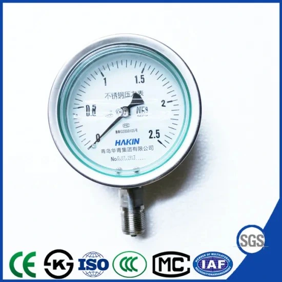 Ytn-100h German Type All-Stainless Steel Shock-Proof Pressure Gauges Vibration-Proof Pressure Meters Glycerine Oil Filled