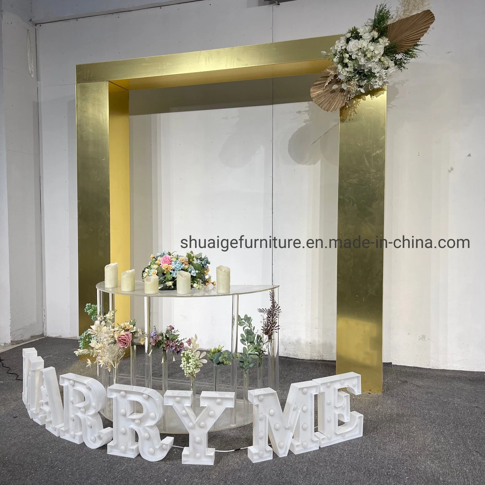 Wedding Furniture Gold Acrylic Wedding Arch for Marry Decoration