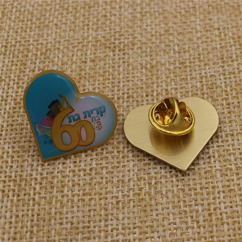 Custom Heart Shape Metal Offset Digital Lapel Pin for Promotional